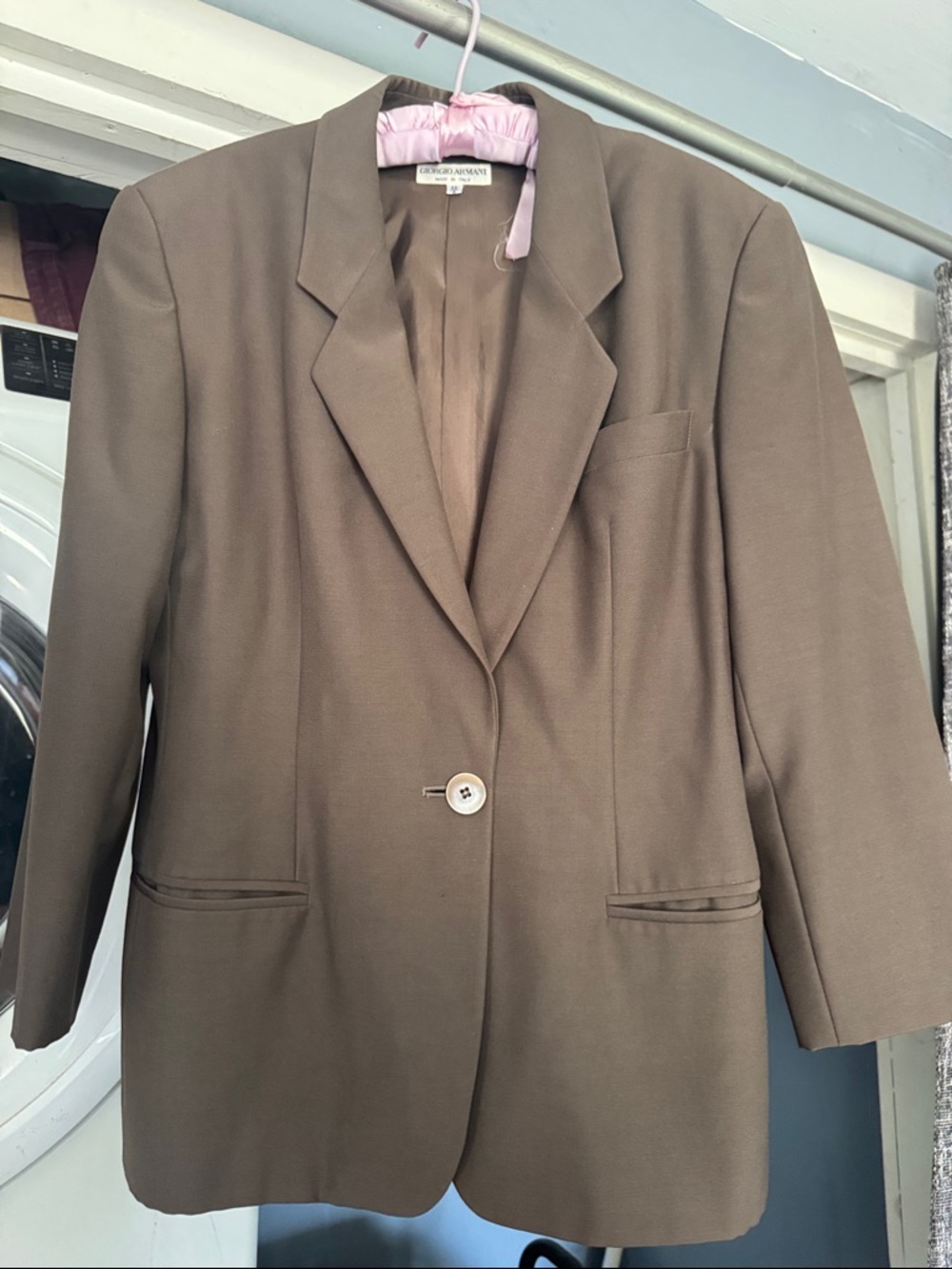 Giorgio Armani Olive Single-Button Tailored Blazer